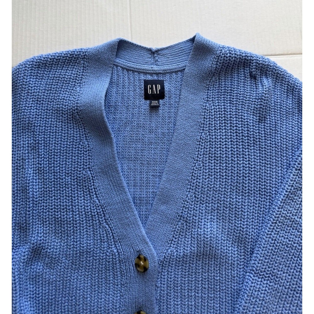 GAP Women’s Blue Knit Cardigan Sweater Button Front Long Sleeve Size XXS - Picture 6 of 15